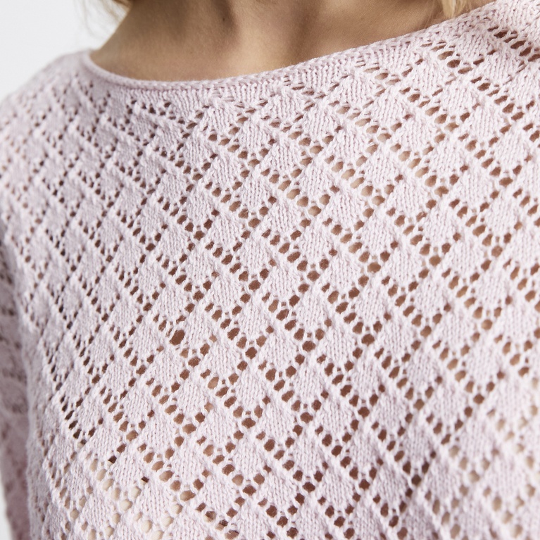Crochet knit sweater "Villemo" Light Pink